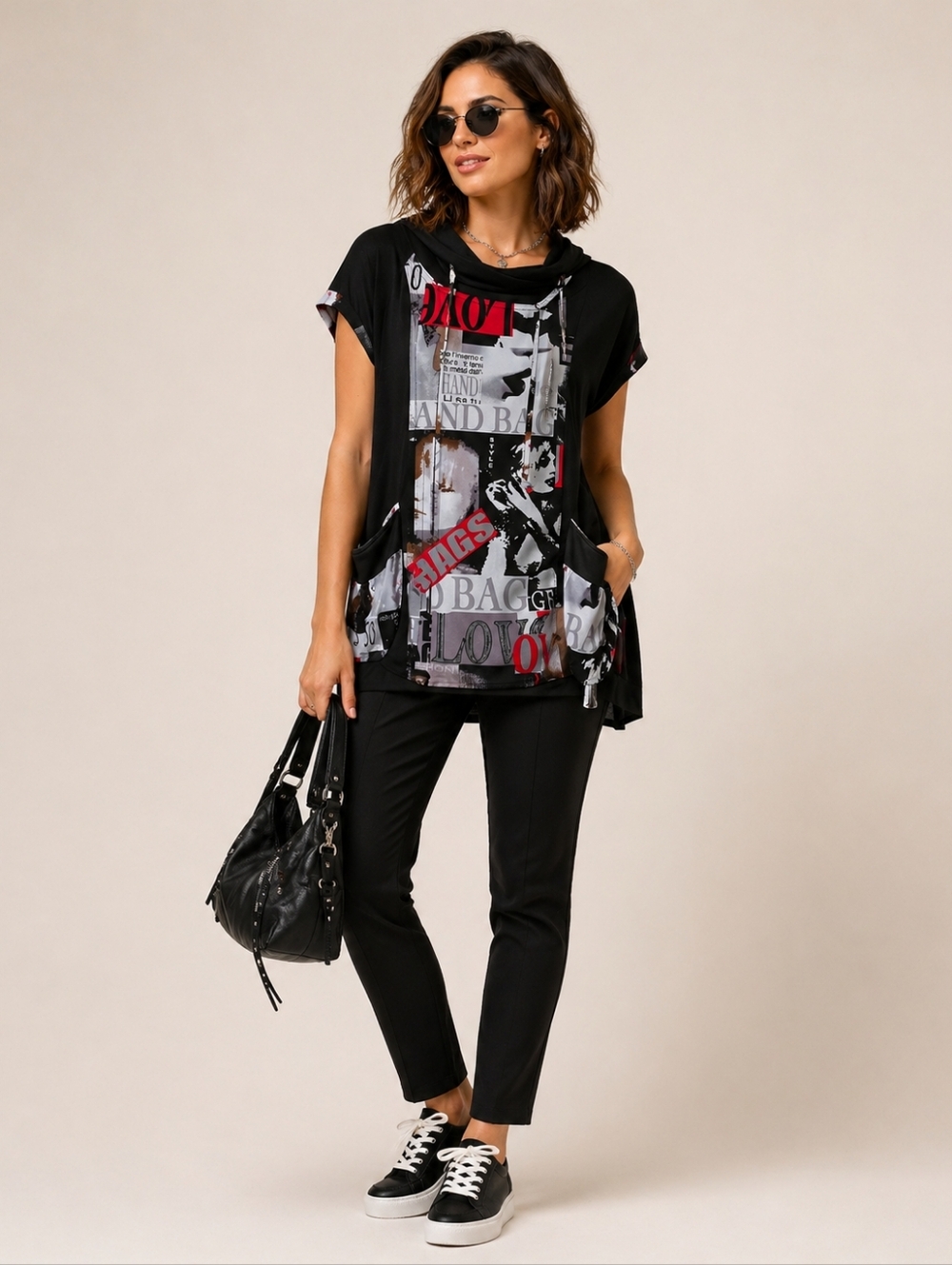 Bali | Black Top with Script Logo, Ptp 19" Stretches To 28"